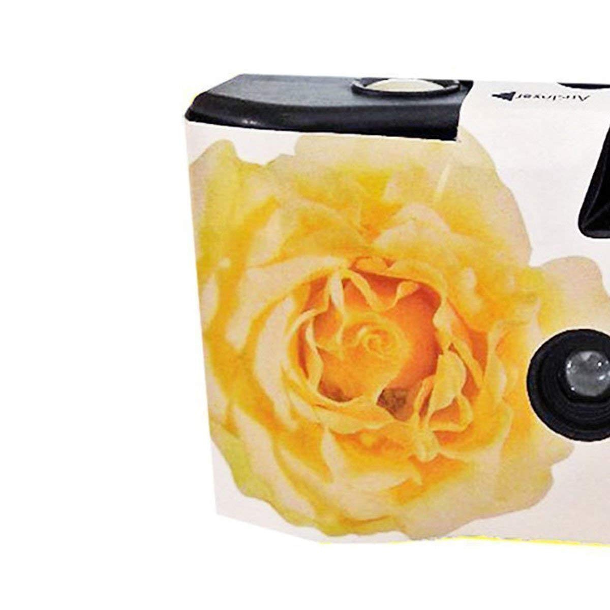 PORST Hochzeitskamera Einwegkamera gelbe Hochzeitsrose 27 Fotos ISO 400 mit Blitzlicht und Batterien
