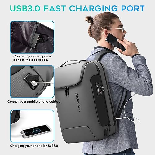Miniatura 6 de BANGE Mochila antirrobo con puerto de carga USB, mochila de negocios ligera para hombres y mujeres..