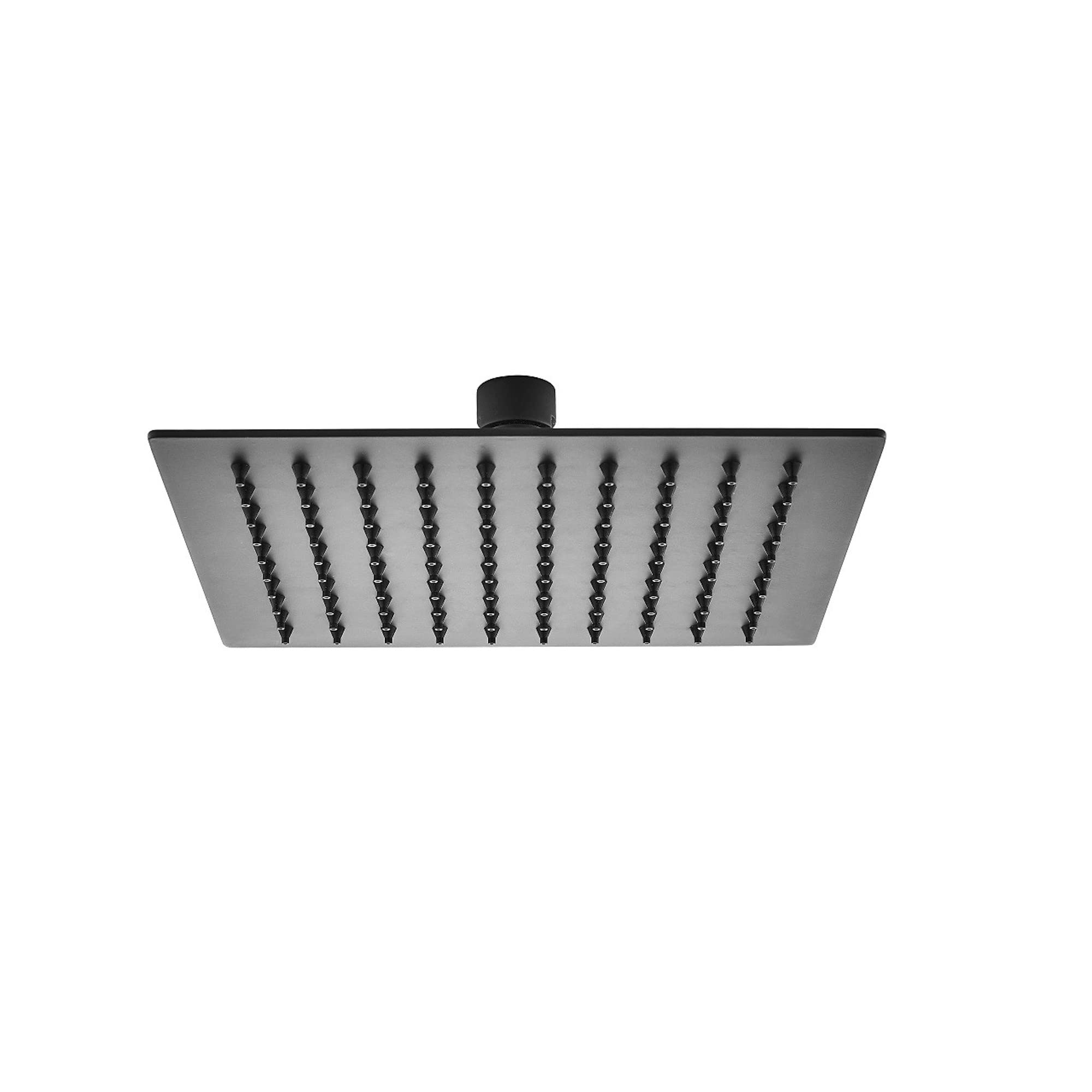 Enki Black R33, Square Ultra Slim Shower Head Stainless Steel 200Mm, Fixed Shower Heads, Ball Joint, High Pressure Shower Head
