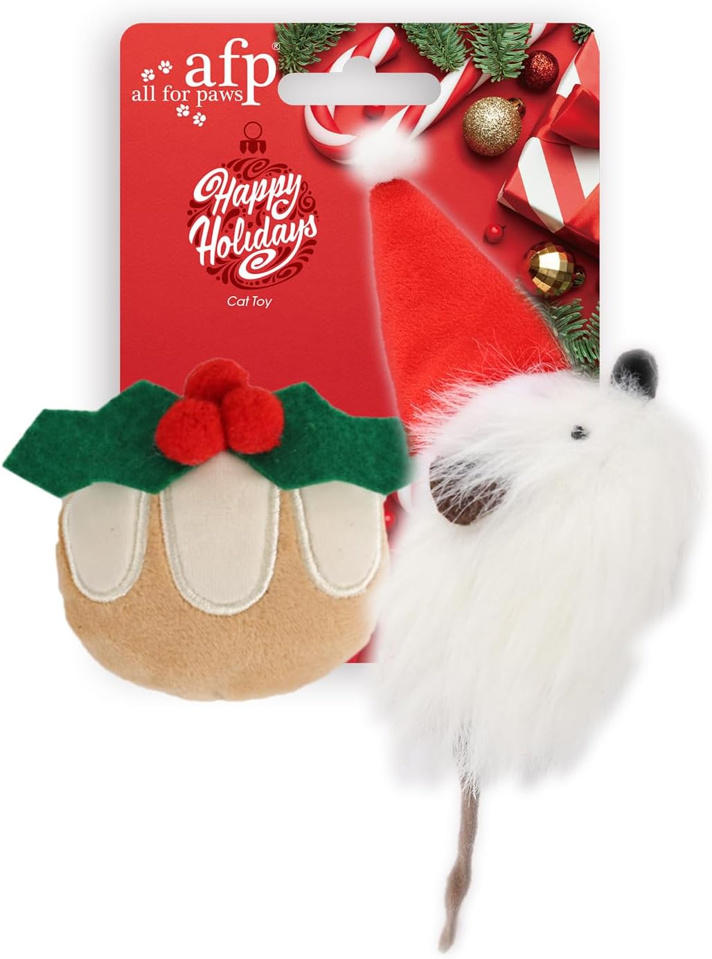 ALL FOR PAWS Cat Christmas Toys Catnip Toy Happy Holiday Cat Toys (Misteltoe