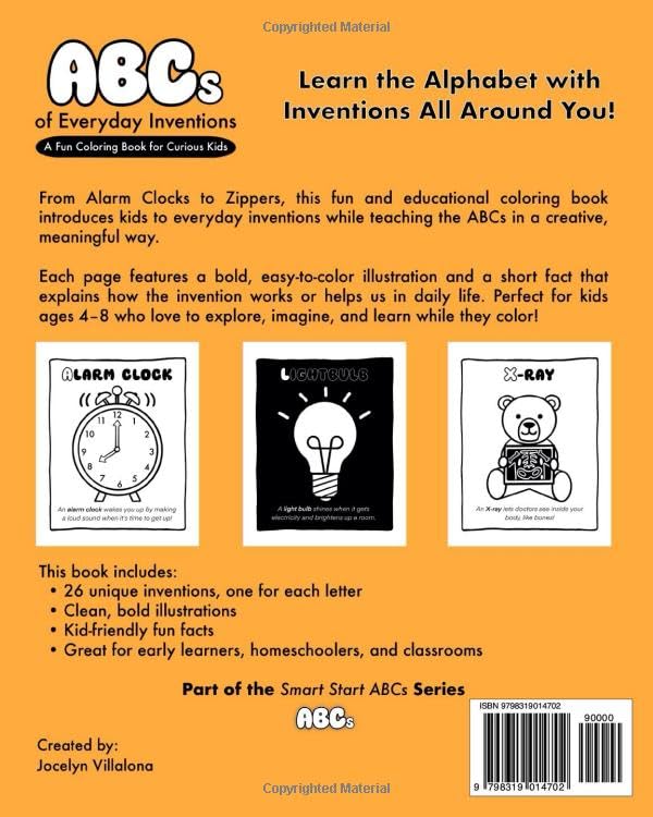 ABCs of Everyday Inventions: A Fun and Educational Coloring Book for Kids Ages 4-8: Learn the Alphabet with Simple Inventions Kids Use Every Day | ... Learners and Preschoolers (Smart Start ABCs) - Image 2