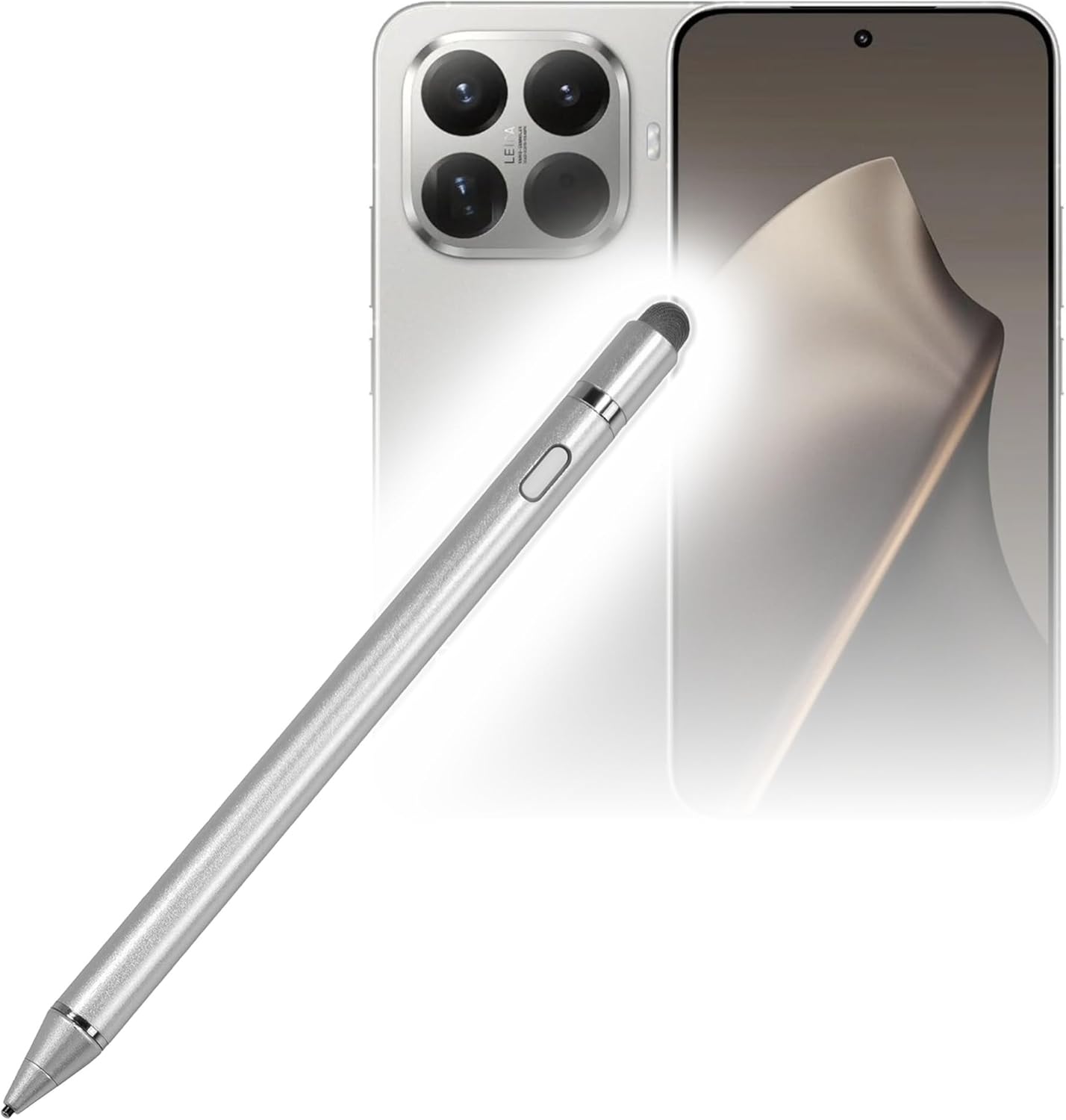 BoxWave Stylus Pen Compatible with Xiaomi 15T Pro - AccuPoint Active Stylus, Electronic Stylus with Ultra Fine Tip - Metallic Silver