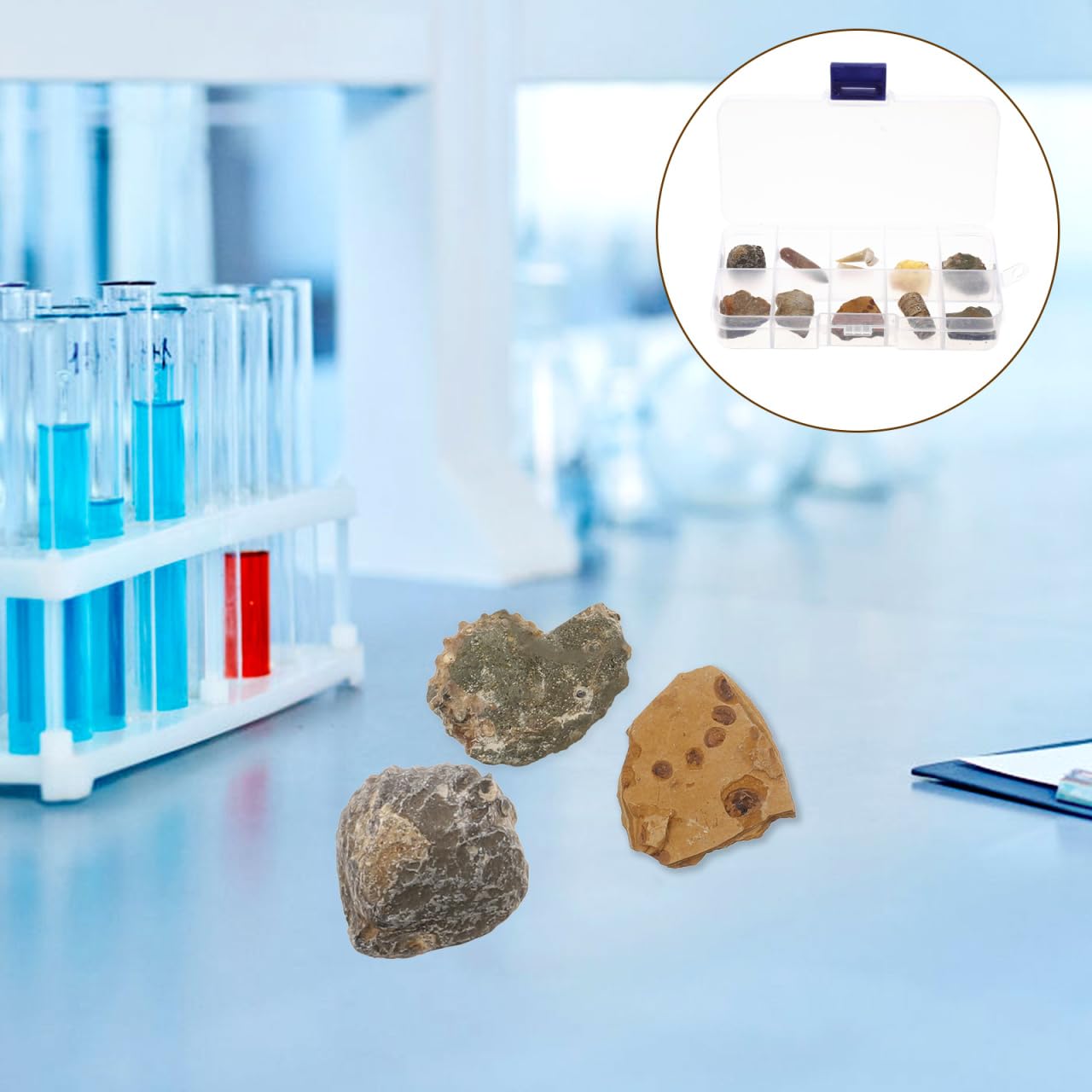VILLCASE 10 Piezas Especímenes Fósiles Biológicos Decoración De Modelo Enseñando Juguete De Paleontología Para Niños. Equipo Kit De Ciencia Pecera Alumno De