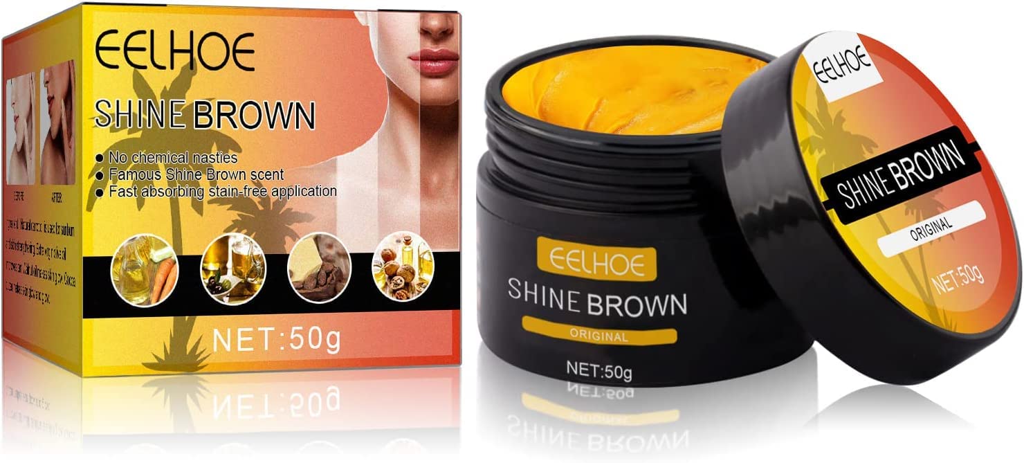 Shine Brown Tanning Cream 50g, Tanning Accelerator Cream, Outdoor Sun Use Tan Up,Tanning Cream with 100% Natural Ingredients Carrot Oil, Extra Virgin Olive Oil, Etc (3Pcs)
