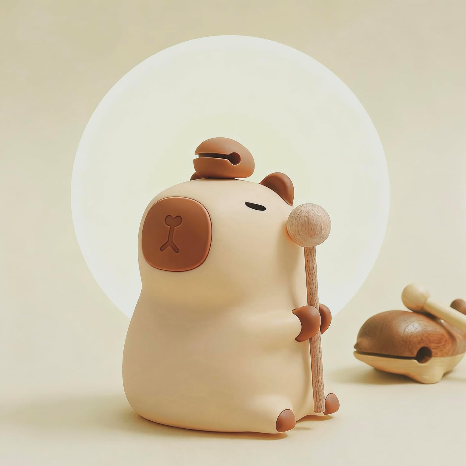 Capybara Night Light, Nursery Lamp, 7-Color RGB & 3-Level Dimmable WarmLight, Tap Control, 30Min Timer, 100% Safe &Soft Silicone, Adorable, Soothing Ambiance, Gift for Kids, Detachable Flower