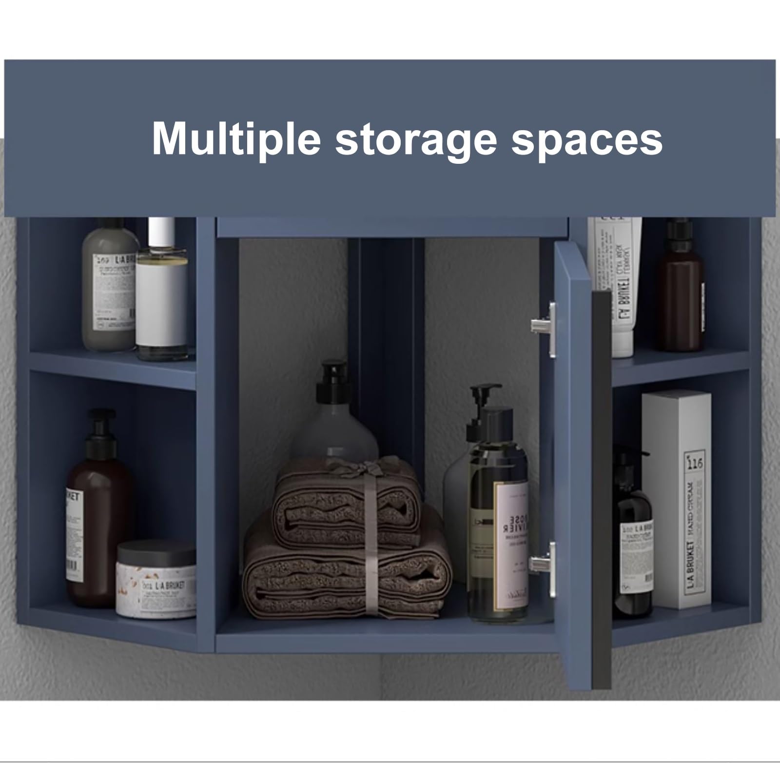 Lavabo Da Angolo Per Bagno Con Specchio E Mobile - In PVC, Misura 45cm | Risparmio Spazio