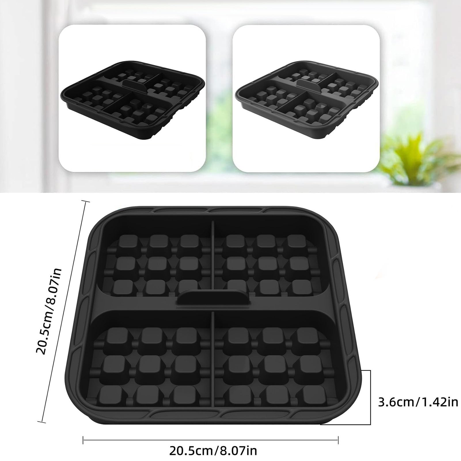 Ejoyous Stampo per Waffle in Silicone a 2 cavità Stampo da Forno Riutilizzabile Antiaderente Design Pieghevole 8,07 X 8,07 X 1,42 Pollici per Forno e Friggitrice Senza Olio Panettieri Domestici