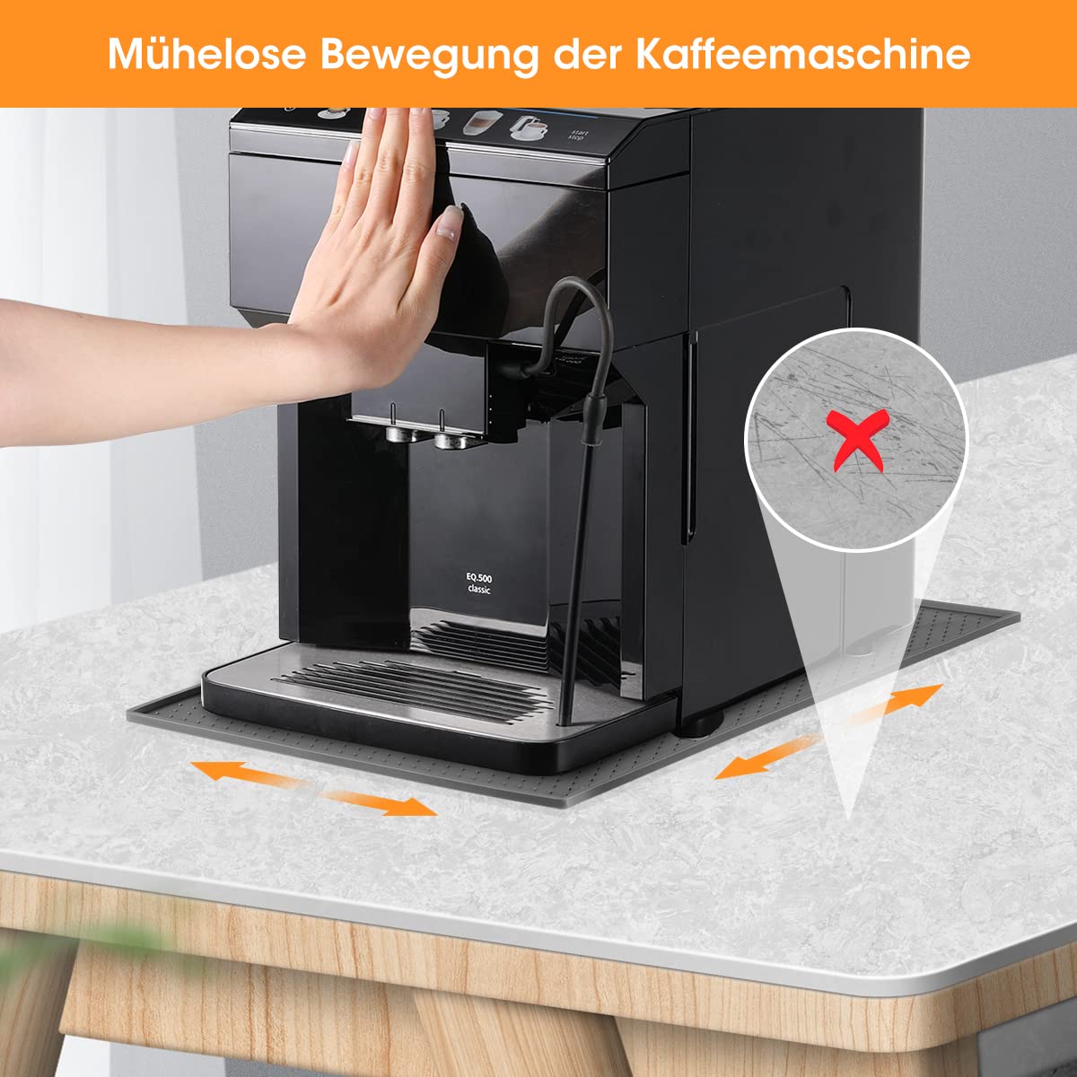 Tappetino Macchina Caffè Silicone | Base Antiscivolo 48x30cm Grigio