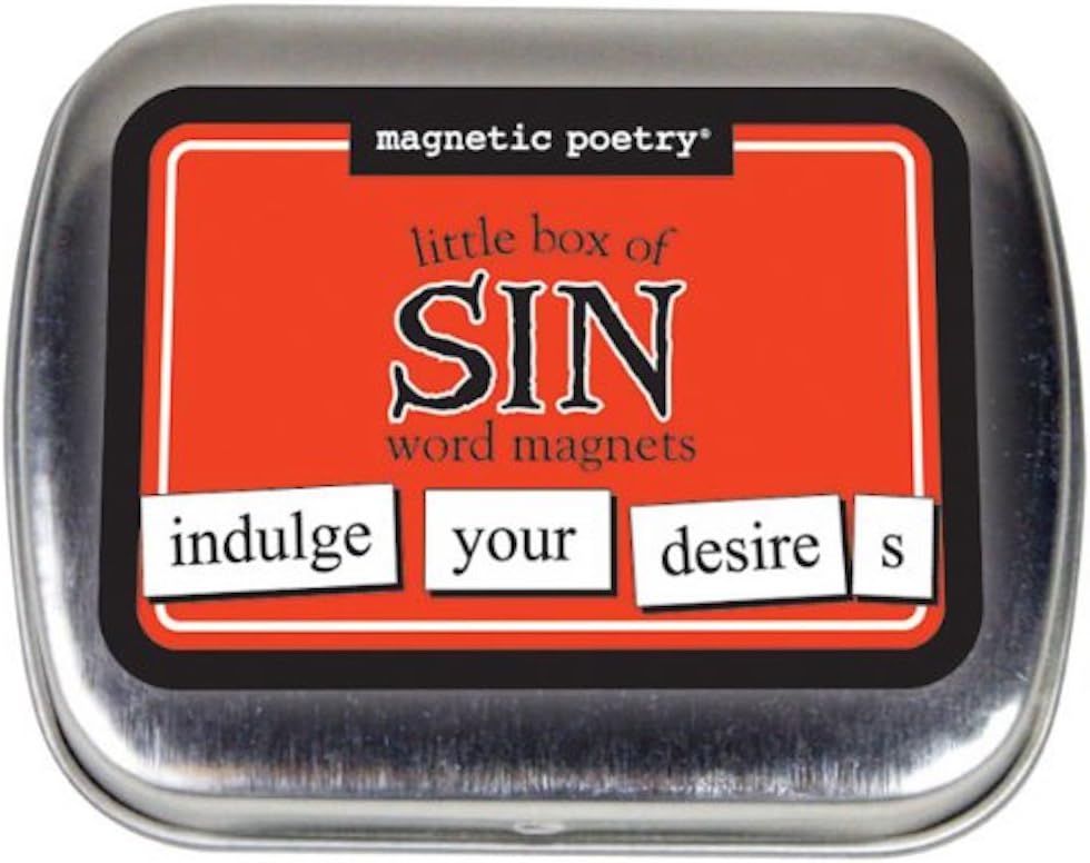 Magnetic Poetry - Little Box of Sin Kit - Words for Refrigerator - Write Poems and Letters on The Fridge - Made in The USA