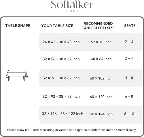 Miniatura 5 de Softalker Mantel rectangular de jacquard navideño, diseño minimalista texturizado, sin arrugas y resistente al agua, lavable, para comedor, cocina,