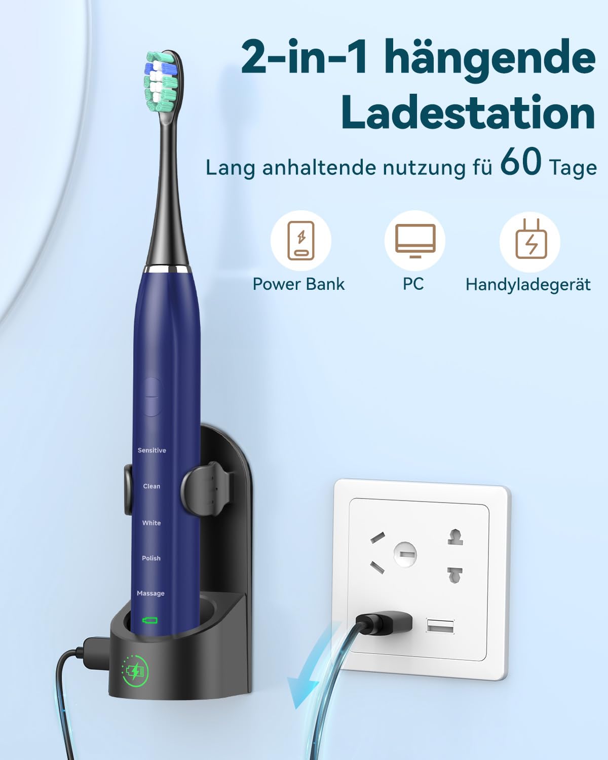 Image secondaire de Brosse à Dents Électrique Sonique Coulax Pro avec Étui de Voyage et 8 Têtes