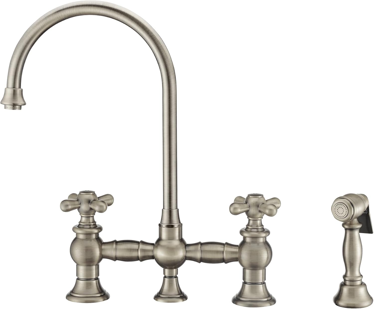 Whitehaus Kitchen Faucet; Brass Construction, Spout, Lever Handles, Side Spray; Polished Nickel image 4