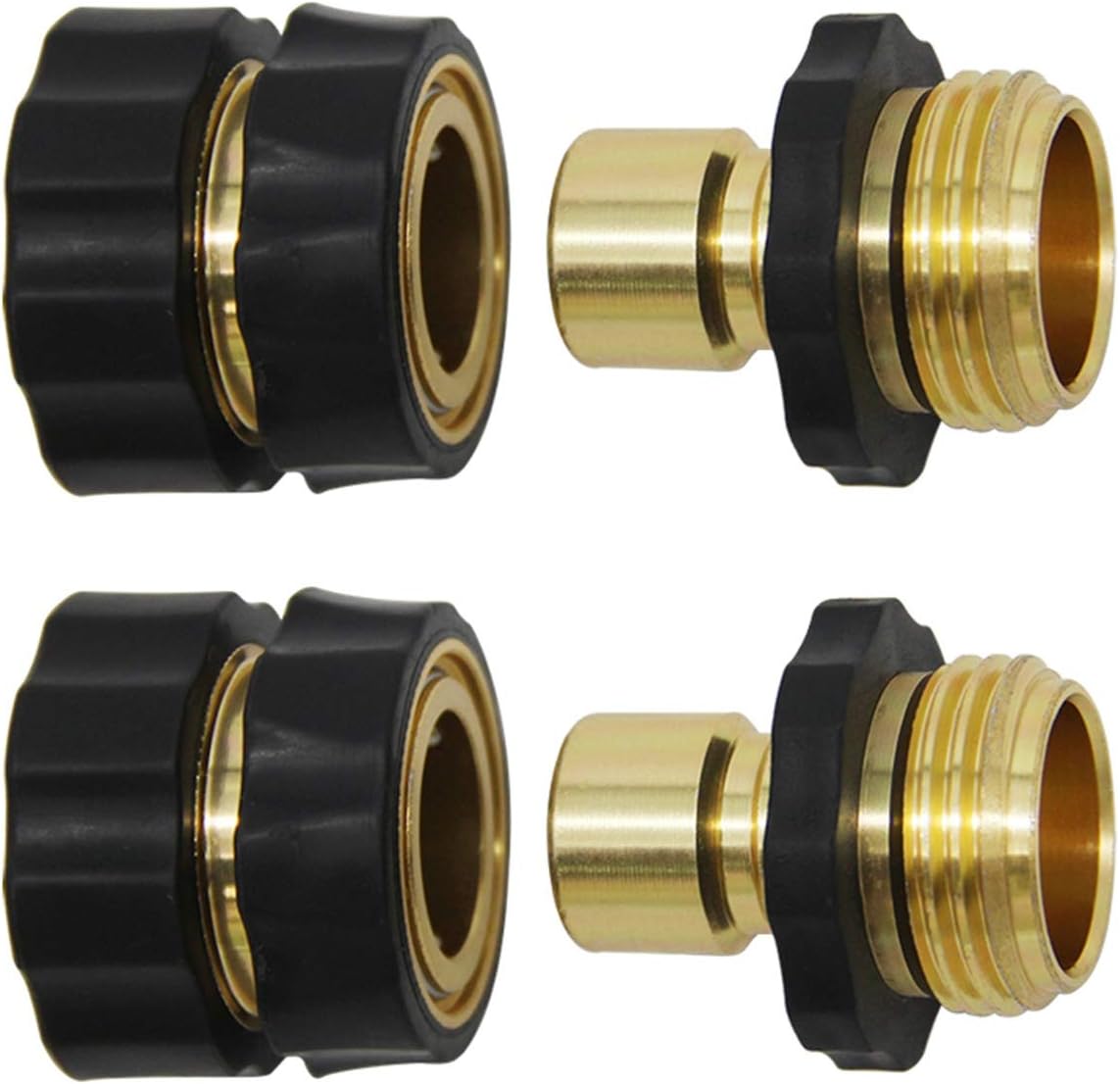 Twinkle Star 3/4 Inch Garden Hose Fitting Quick Connector Male and Female Set with Extra Rubber Washers, 2 Set
