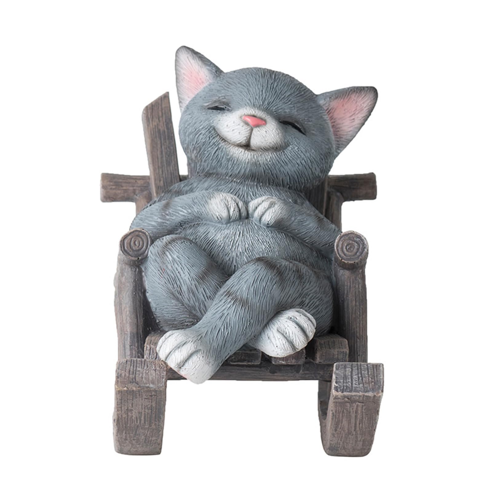 Tsophreniq Decorative Cartoon Rocking Chair Cats Dog Figurine for Home and Tabletop Resins Animal Miniature Statue Ornament Small Cats Sculpture