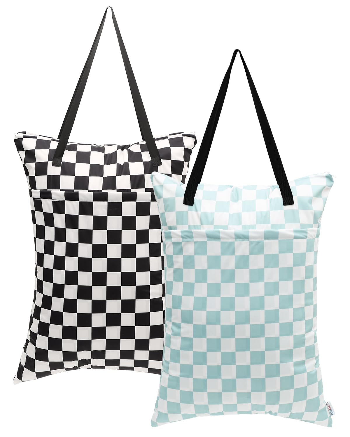 ALVABABY 2 Pack Large Wet Dry Bag Waterproof Hanging Cloth Diaper with Double Zippered Pockets 25x18 inches Laundry Bag 2HL01