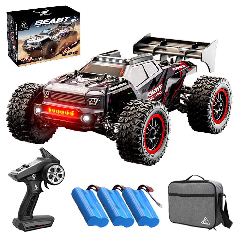 X-Verse SG316 MAX Fast RC Cars for Adults Max 50 mph, 1/16 4X4 Brushless Motor Off Road Remote Control Truck, 4WD High Speed Drift RC Car, All Terrain RC Truggy (3 Battery)