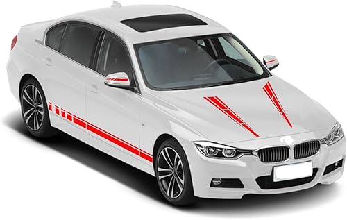 Miniatura 4 de 6 calcomanías para capó de automóvil, vinilo de carreras, falda lateral con espejo retrovisor, juego de calcomanías deportivas para el lado del