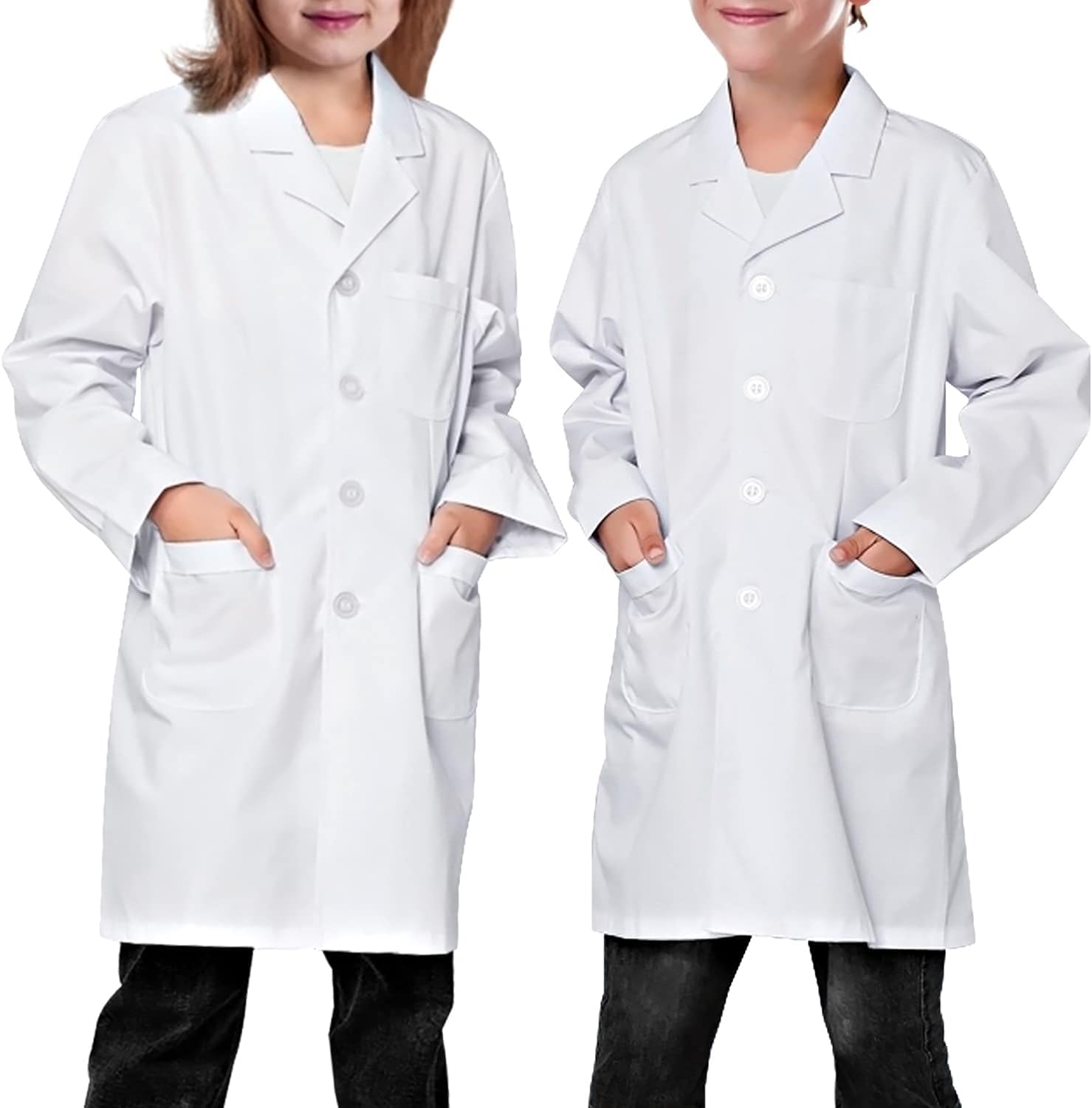 Kids White Lab Coat Doctor Scientist Costume | Premium Cotton Fabric Role Play Outfit for Boys & Girls | Dress Up Costume for Science Experiments, Career Day & Halloween (Sizes 6–14 Years)