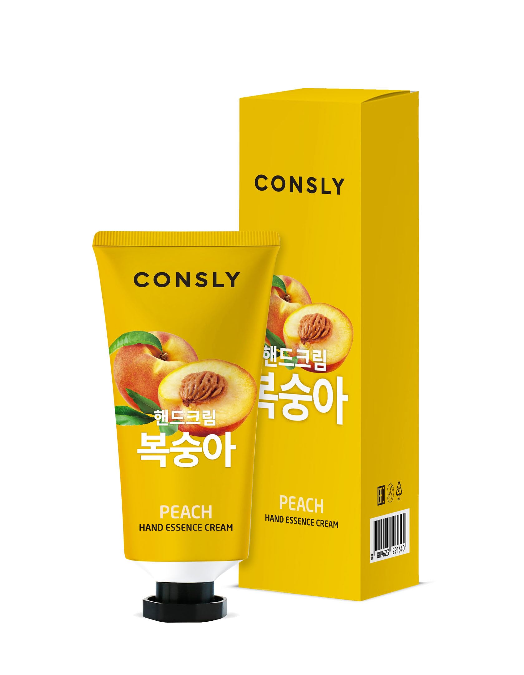 CONSLY_Peach Hand Essence Cream, Intensive Moisturizer for Dry and Dehydrated Hands, Lightweight Formula for Soft and Smooth Skin