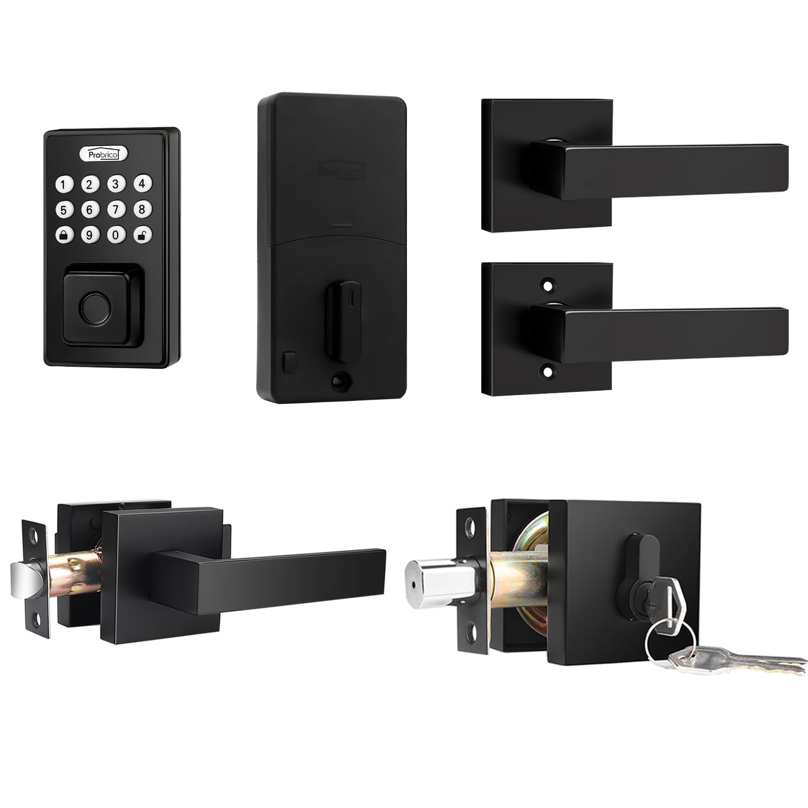 Probrico 1Pack Passage Handle Set and 1Pack Smart Door Handle Set