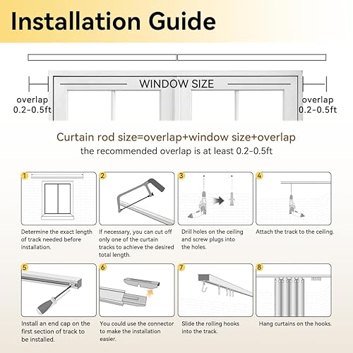 Miniatura 8 de Riel de cortina, riel de cortina de techo, riel de techo para cortinas, barras de cortina divisoras de habitaciones, montaje en techo de riel de