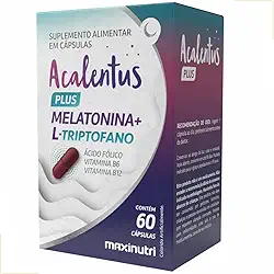 Acalentus Plus Maxinutri 60 Cápsulas — Fórmula Noturna com Triptofano, Vitaminas B6, B9 e B12 — Suporte para Relaxamento e Preparação para o Sono