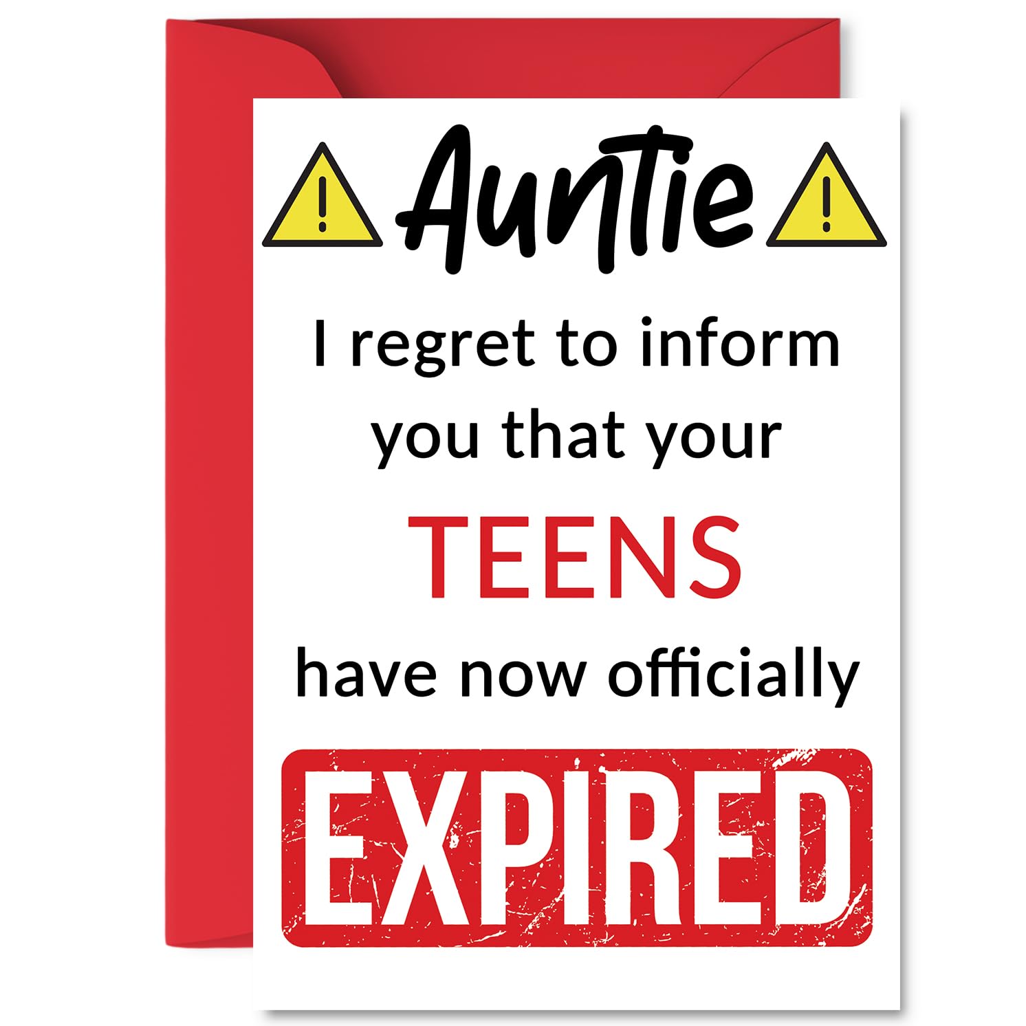 Funny 20th Birthday Cards for Auntie - Your Teens Have Expired - Happy Birthday Card for Aunt Auntie Aunty from Nephew Niece, A5 Banter Joke Humour Bday Greeting Cards Gift
