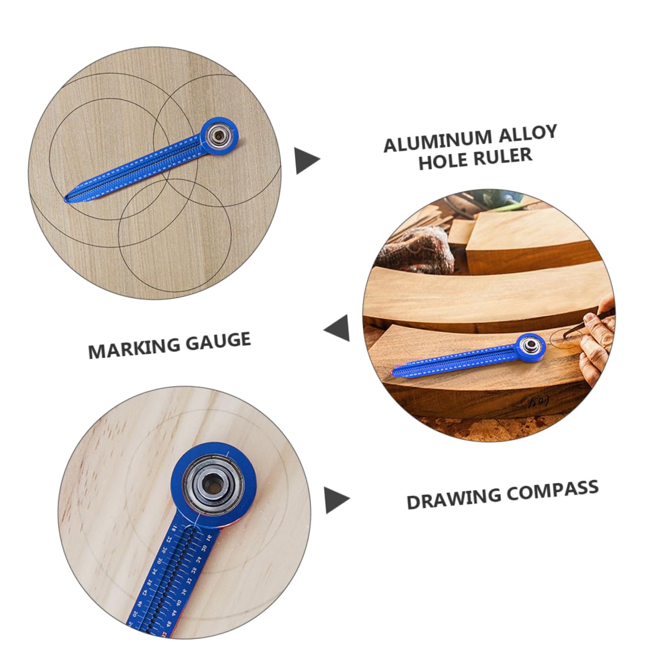 Woodworking Drawing Tool Precision Circle Ruler Compass Marking Gauge Aluminum Alloy