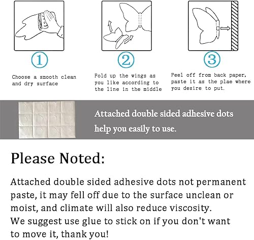 Miniatura 6 de Decoración de pared de mariposa 3D, 12 calcomanías de mural extraíbles de doble capa, calcomanías de pared de mariposa, decoración de fiesta, boda,