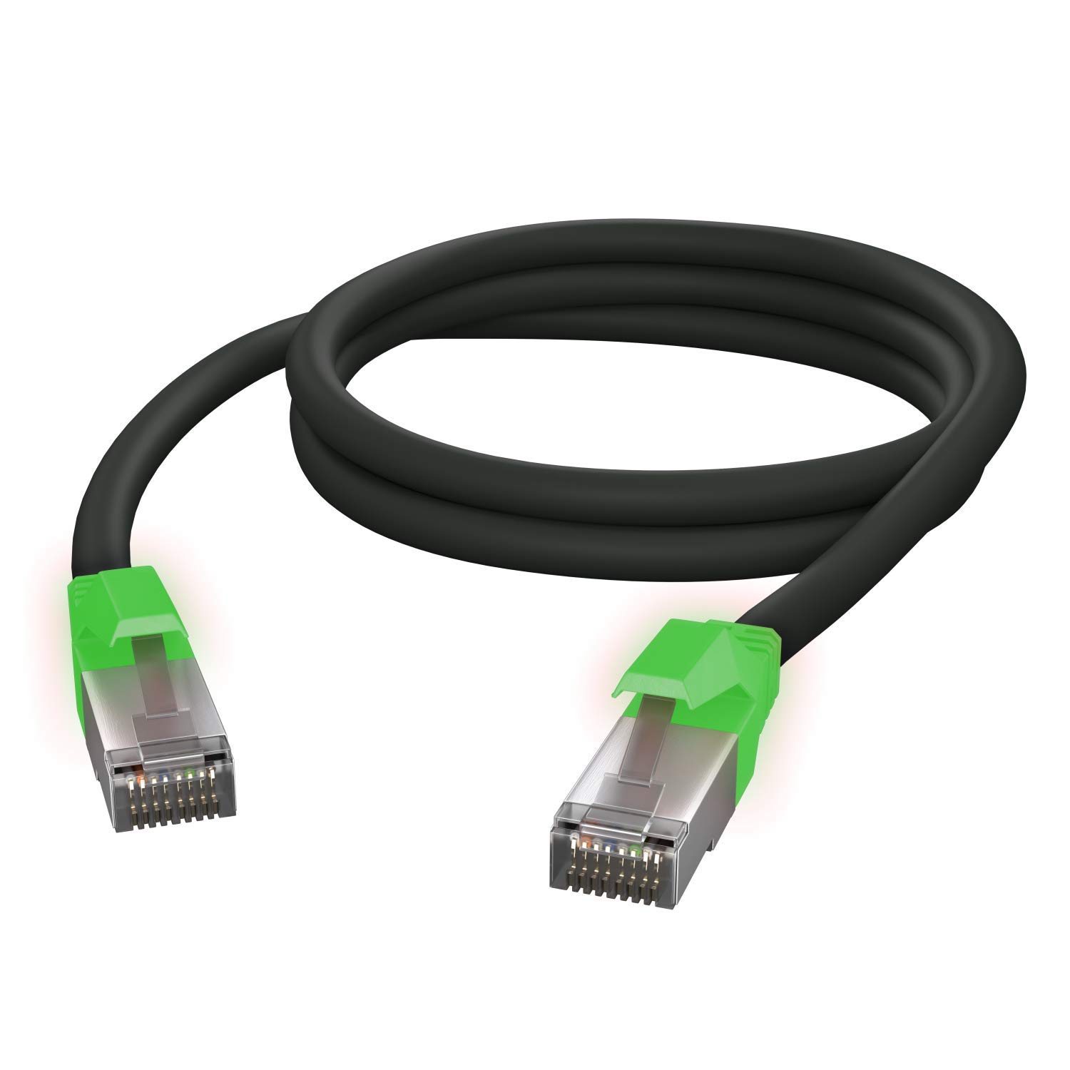 AIXONTEC 2x 30 m CAT 6 Netzwerkkabel Grün nach leuchtendes RJ45 LAN Kabel Gigabit Ethernetkabel Gigabitkabel Patchkabel Kat 6 1000 Mbit