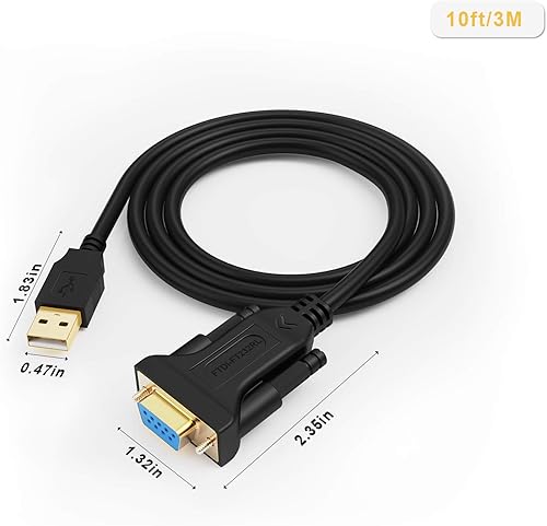 Miniatura 8 de CableCreation Adaptador USB a serie RS232 (chip FTDI), cable convertidor USB a DB9 hembra de 10 pies para Windows 11, 10, 8.1, 8, 7, Vista, XP,
