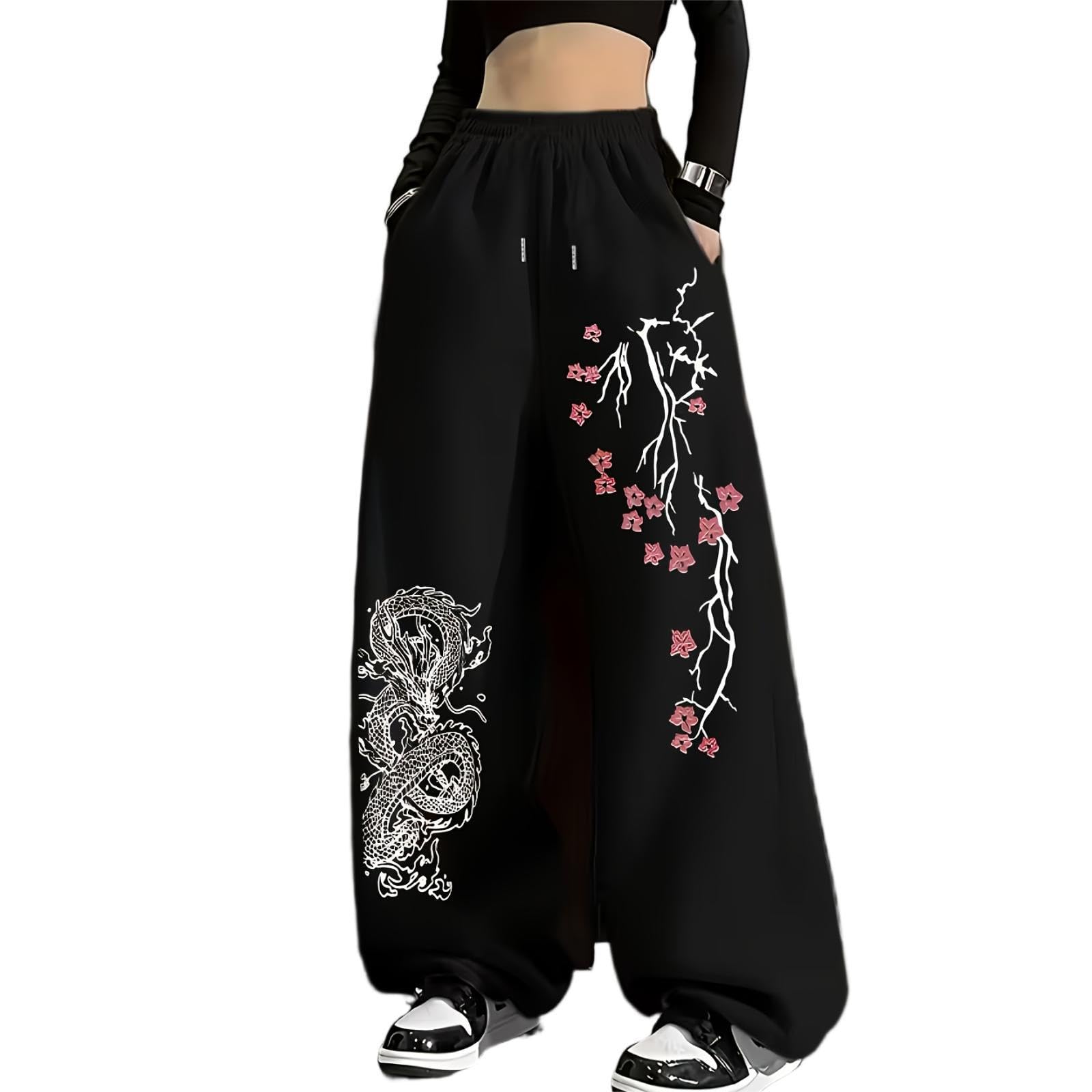 Black Streetwear Goth Oversized Joggers Y2K Baggy Sweatpants Women Baggy Trousers, Gym Joggers Women, Dark Alt Style Casual Daily Errands Wear