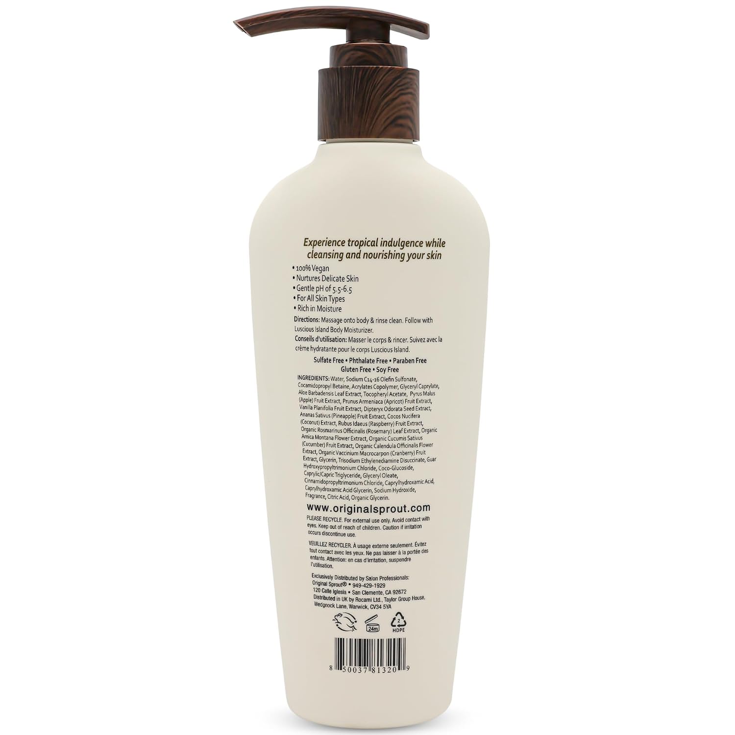 Original Sprout Island Bliss Moisturizing Body Wash for All Skin Types Including Sensitive & Dry Skin, Hydrating Body Wash with Calendula & Rosemary Extracts, Sulfate Free, Coco Mango Scent, 8 fl oz