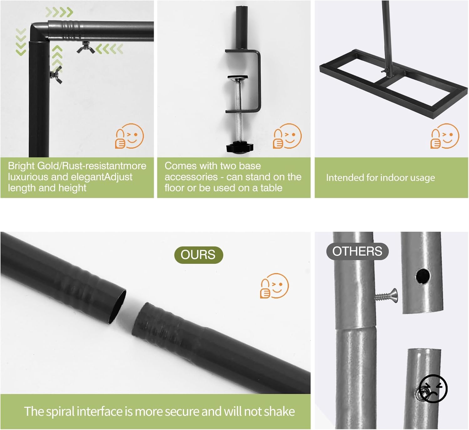Square Backdrop Stand, 8.25FT Wedding Arch & Table Rod Stand with Clamps, Adjustable Photo Booth Background Kit, Metal