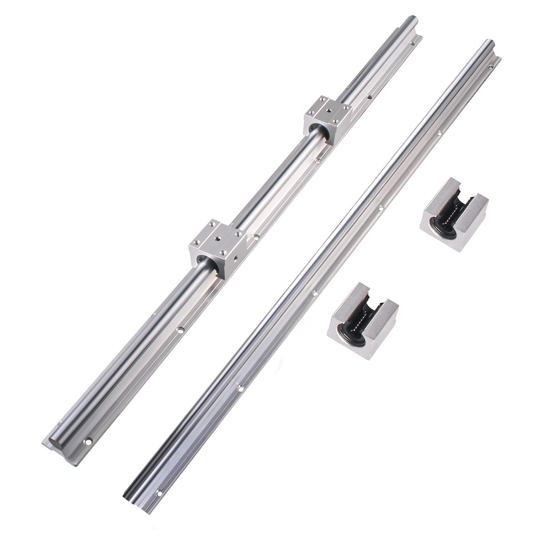 Kit de rails linéaires SBR12-1000 mm - Guide linéaire - Avec 4 blocs coulissants SBR12UU + vis à billes SFU1204 1000 mm - Rail coulissant pour imprimante 3D et machine CNC