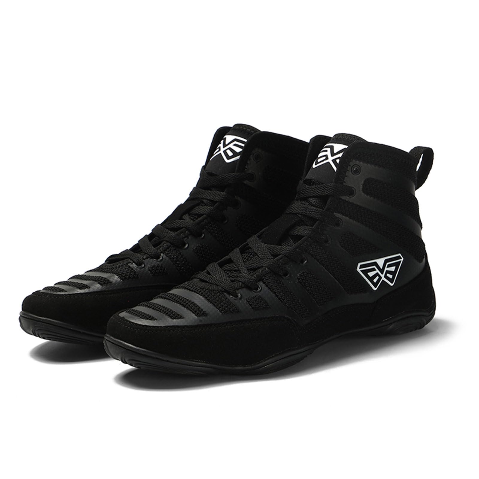 Men's Wrestling Shoes Boots,Bodybuilding Shoes,Fighting Shoes,Comfort Lightweight Breathable Mesh Upper Non-Slip Rubber Sole,for Youth,Men And Women,Training,Fighting,Fitness. Black 45 EU