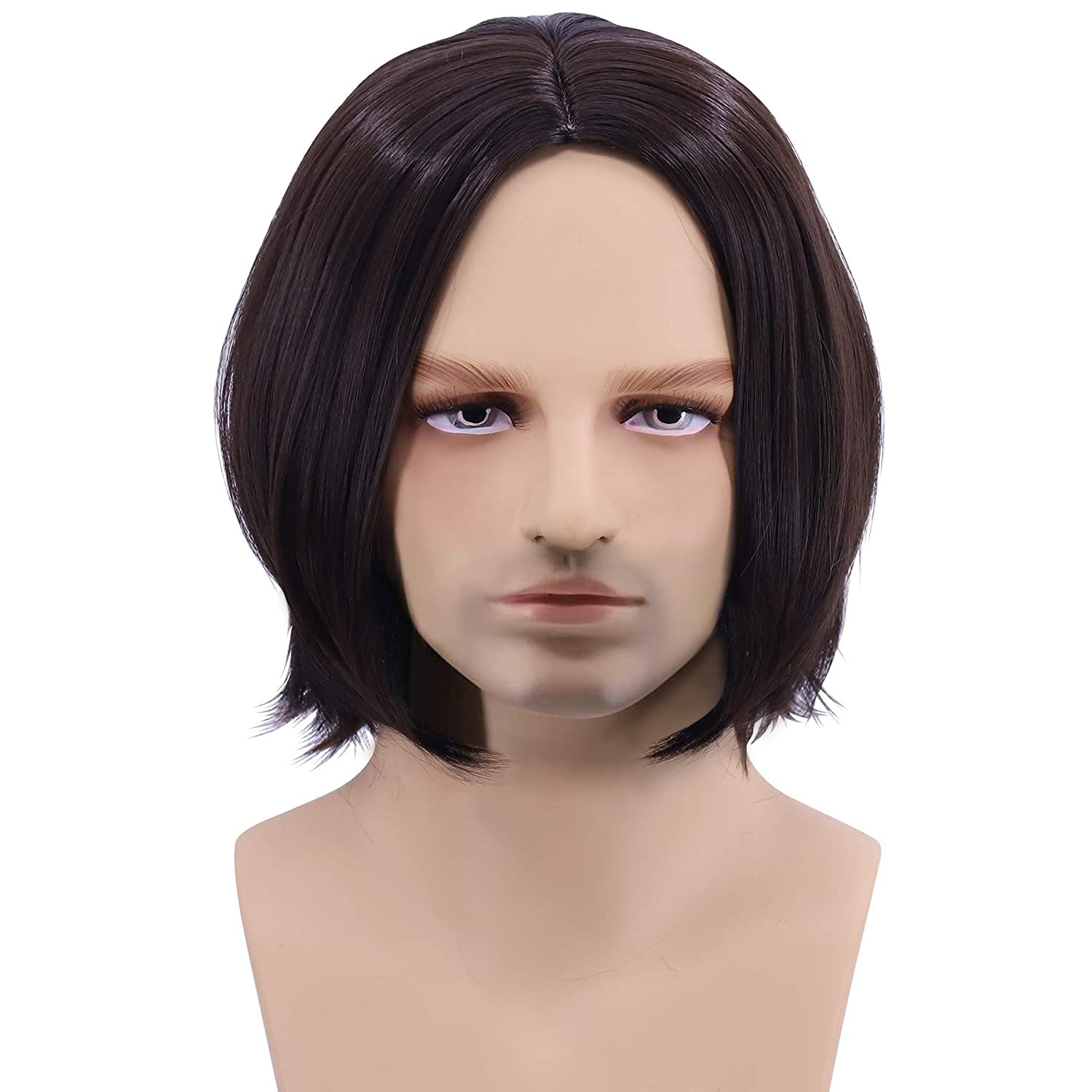 CfalaicosMens Middle Part Brown Costume Wig