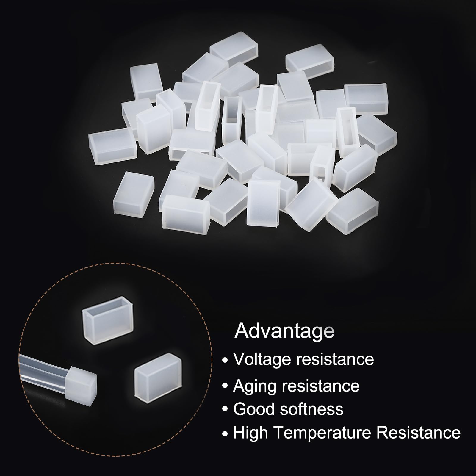 PATIKIL Silicone End Cap Plug Cover for Strip Light 40 Pack IP67 Waterproof Fit 5050 10mm Wide LED Strip Light - Image 3
