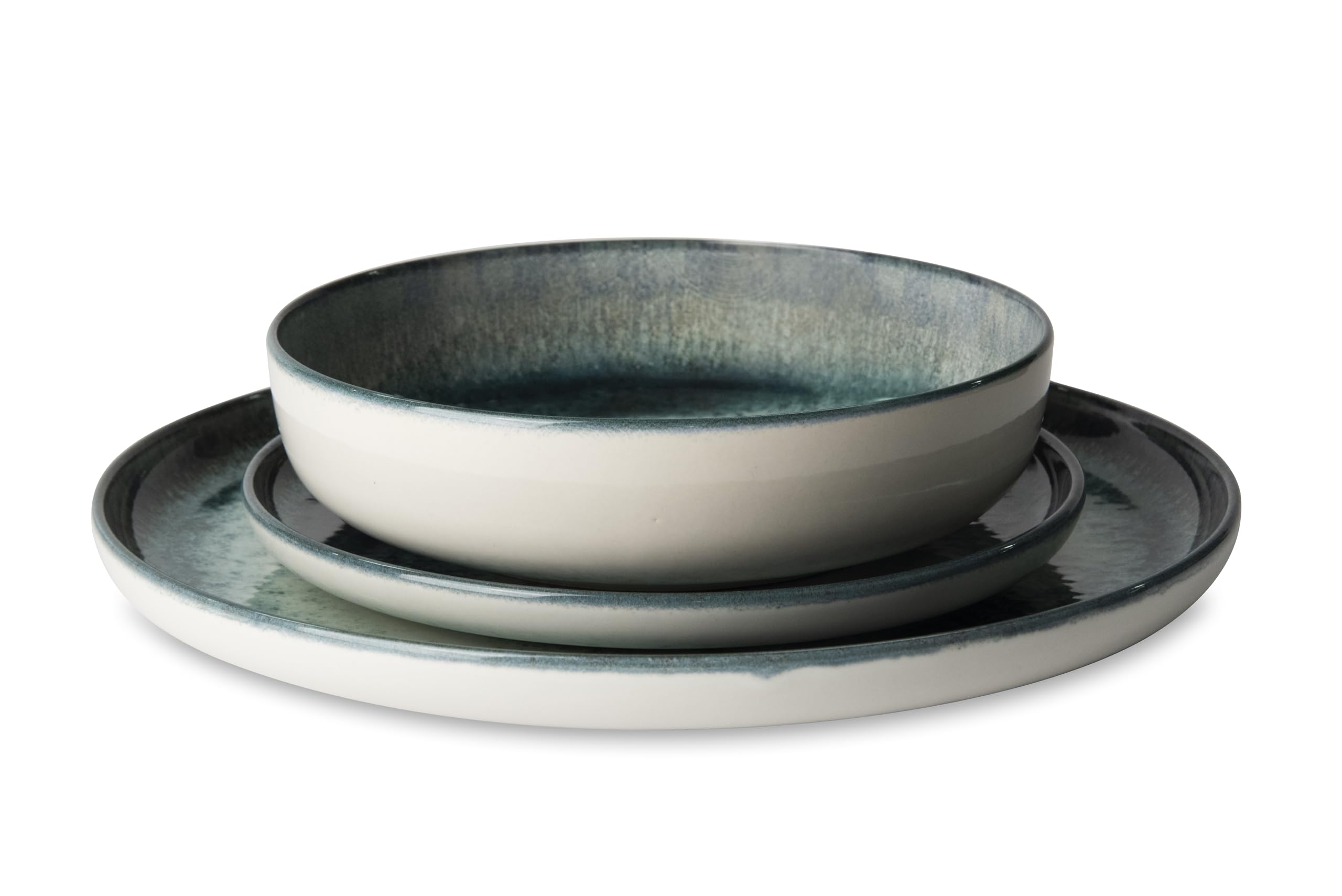 Excelsa Atena Servizio Piatti 12 Pezzi, Ceramica, Effetto Reattivo, 4 Persone