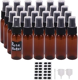 BPFY 1 oz 24 Pack Amber Plastic Spray Bottles for Essential Oil, Perfume, Aromatherapy, Alcohol, Travel Bottles With Fine ...