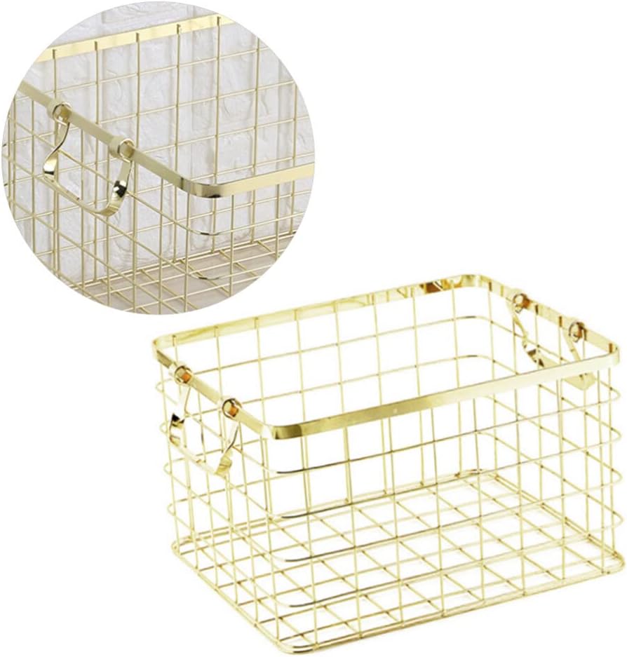 Luxshiny Metal Laundry Hamper with Handles Dirty Clothes Basket Clothes Washing Bin for Bedroom Bathroom Dorm Closet Golden S