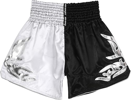 Miniatura 6 de QinCiao Pantalones cortos de boxeo Muay Thai para hombre, pantalones cortos de kickboxing, artes marciales, entrenamiento, gimnasio, entrenamiento