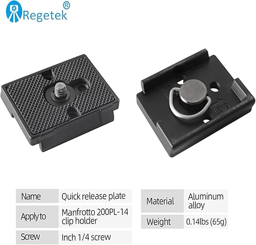 Miniatura 2 de Paquete de 2 placas de liberación rápida con tornillo de 14 "-20 para trípode de cámara Bogen 3157N Manfrotto 200PL-14 RC2 (BHQ2