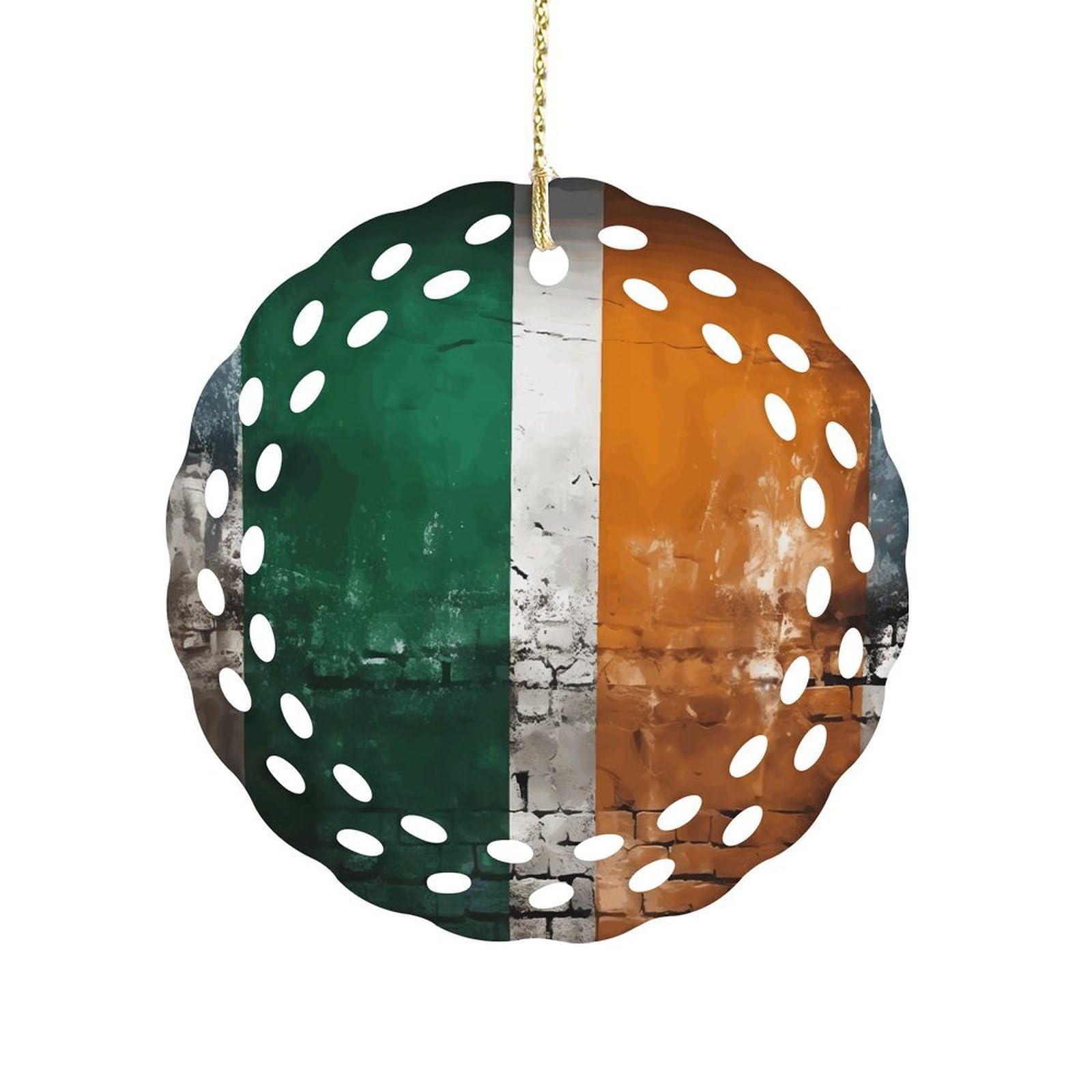 Fodpand Women's Style Flag Pattern On Wall Ceramic Ornament For Home Decor 3.2" Round Tree Decoration Christmas Ornaments For Men Double-Sided Design