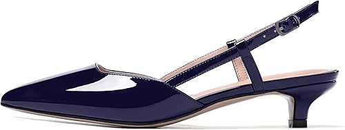 Vista 2 de WAYDERNS Zapatos de tacón bajo con correa de tobillo y puntera puntiaguda para mujer, 1.5 pulgadas