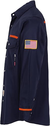 Miniatura 68 de BOCOMAL Camisas FR para hombre, resistentes al fuego, peso ligero, NFPA2112, camisa de soldadura ignífuga, acabado repelente al agua y al aceite