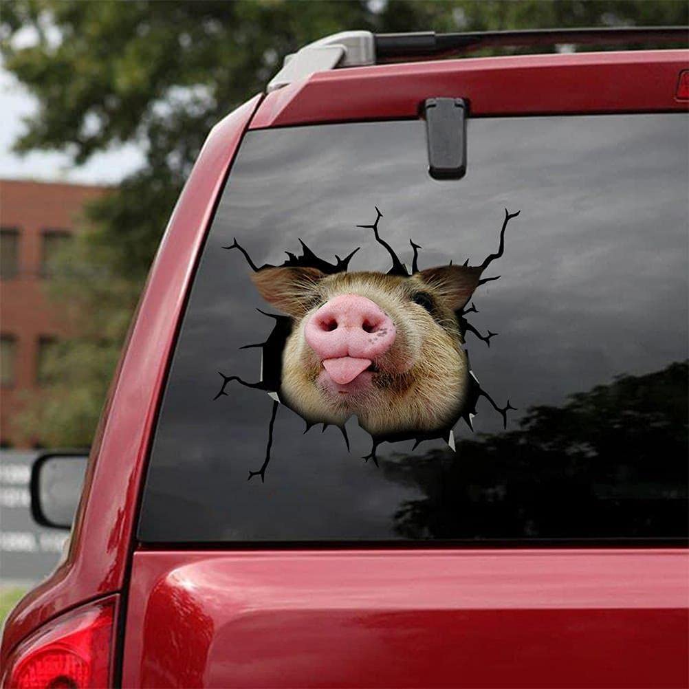 Lot de 6 autocollants muraux pour fenêtre de voiture - Motif cochon cassé - Pour voiture, moto, ordinateurs portables, fenêtres, murs, camions - 26 x 26 cm