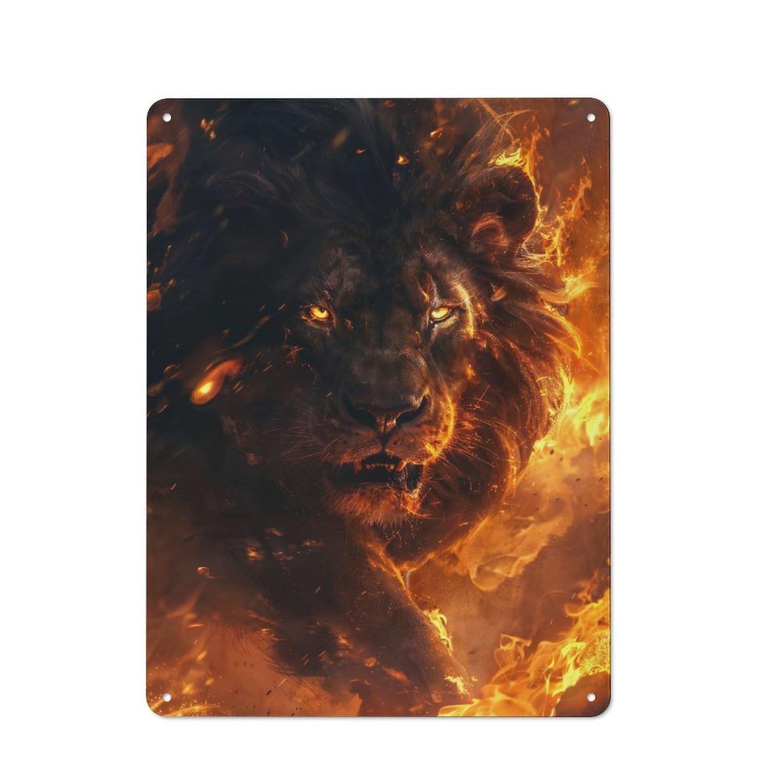 Junmoney Wild Black Lion Tin Sign 40X30cm With For Workshop Wall, Rustic Decor, Suited To Workshop Decor Fans