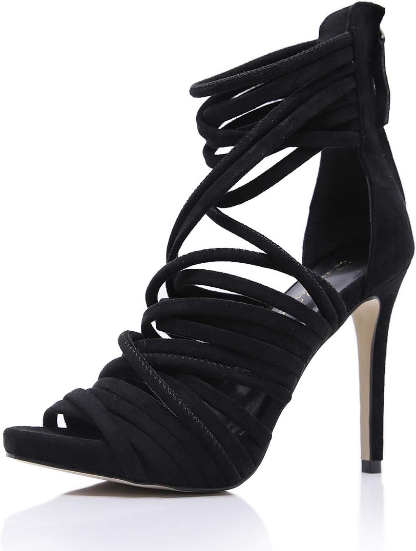 Stupmary Peep Toe Women Pumps Shoes Gladiator Band Cross-Tied High Heels Stiletto Heels Ankle Strap