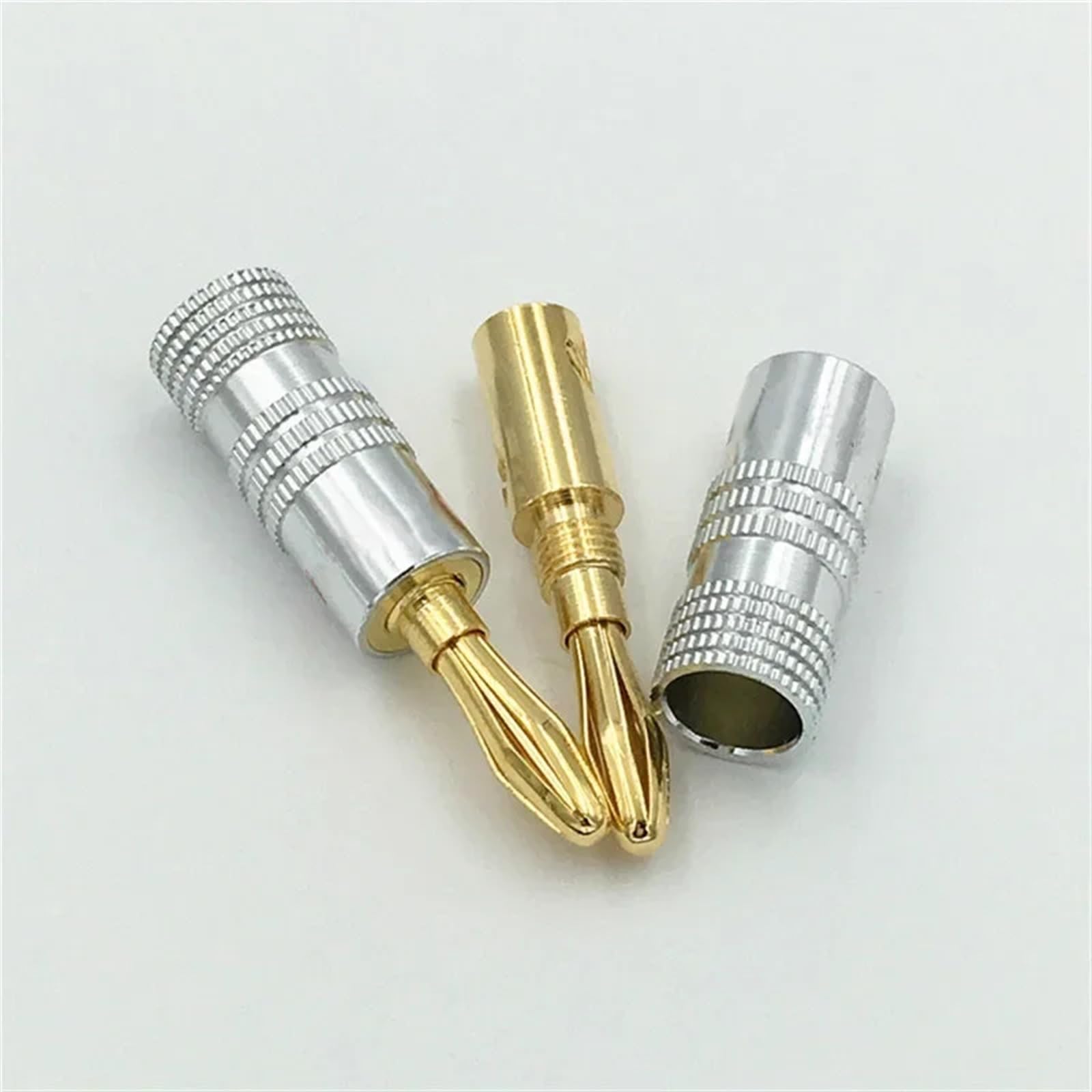 40 sztuk pozłacany 4 mm wtyk bananowy męski do głośnika z blokadą śrubową do złącza audio wideo